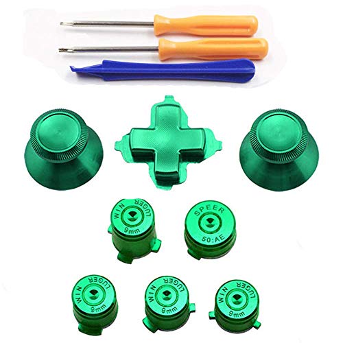 Thumbstick Cap Joystick Analog Cap + Bullet ABXY + Dpad Dpad Tasten mit Schraubendreher Set für Xbox One Controller Grün grün von SZLG