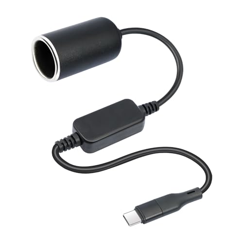 SZLliyxs USB-C-Stecker auf 12 V 8 W Zigarettenanzünder-Adapter, Stromkabel für Dashcam, GPS, Auto-LED-Lichtstreifen, 0,3 m von SZLliyxs