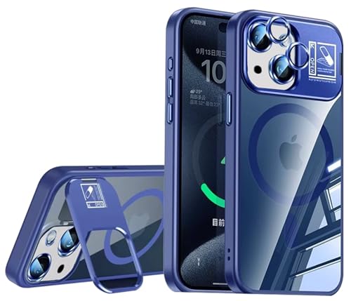 SZMLOGB Hülle für iPhone 15 mit Ständer Stoßfest Kratzfest Handyhülle Schutz der Linse Magnetischer Transparente Schutzhülle Blau SZMLOGB Hülle für iPhone 15 mit Ständer Stoßfest Kratzfest Handyhülle Schutz der Linse Magnetischer Transparente Schutzhülle Blau von SZMLOGB