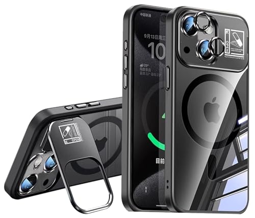SZMLOGB Hülle für iPhone 15 mit Ständer Stoßfest Kratzfest Handyhülle Schutz der Linse Magnetischer Transparente Schutzhülle Schwarz SZMLOGB Hülle für iPhone 15 mit Ständer Stoßfest Kratzfest Handyhülle Schutz der Linse Magnetischer Transparente Schutzhülle Schwarz von SZMLOGB