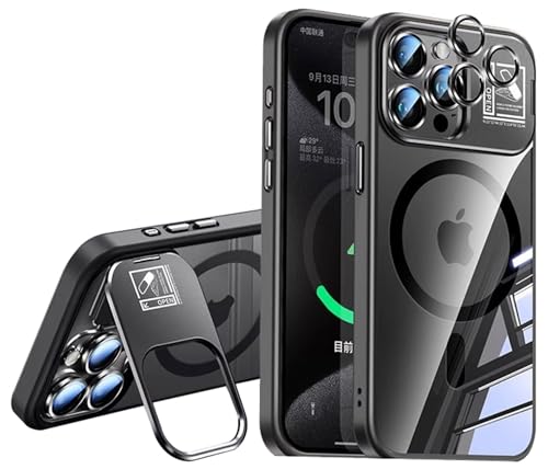 SZMLOGB Hülle für iPhone 15 Pro Max mit Ständer Stoßfest Kratzfest Handyhülle Schutz der Linse Magnetischer Transparente Schutzhülle Schwarz SZMLOGB Hülle für iPhone 15 Pro Max mit Ständer Stoßfest Kratzfest Handyhülle Schutz der Linse Magnetischer Transparente Schutzhülle Schwarz von SZMLOGB