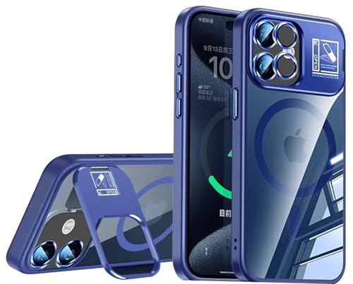 SZMLOGB Hülle für iPhone 16 mit Ständer Stoßfest Kratzfest Handyhülle Schutz der Linse Magnetischer Transparente Schutzhülle Blau SZMLOGB Hülle für iPhone 16 mit Ständer Stoßfest Kratzfest Handyhülle Schutz der Linse Magnetischer Transparente Schutzhülle Blau von SZMLOGB