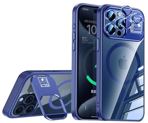 SZMLOGB Hülle für iPhone 16 Pro Max mit Ständer Stoßfest Kratzfest Handyhülle Schutz der Linse Magnetischer Transparente Schutzhülle Blau SZMLOGB Hülle für iPhone 16 Pro Max mit Ständer Stoßfest Kratzfest Handyhülle Schutz der Linse Magnetischer Transparente Schutzhülle Blau von SZMLOGB
