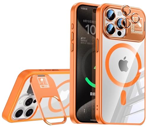 SZMLOGB Hülle für iPhone 16 Pro Max mit Ständer Stoßfest Kratzfest Handyhülle Schutz der Linse Magnetischer Transparente Schutzhülle Orange SZMLOGB Hülle für iPhone 16 Pro Max mit Ständer Stoßfest Kratzfest Handyhülle Schutz der Linse Magnetischer Transparente Schutzhülle Orange von SZMLOGB