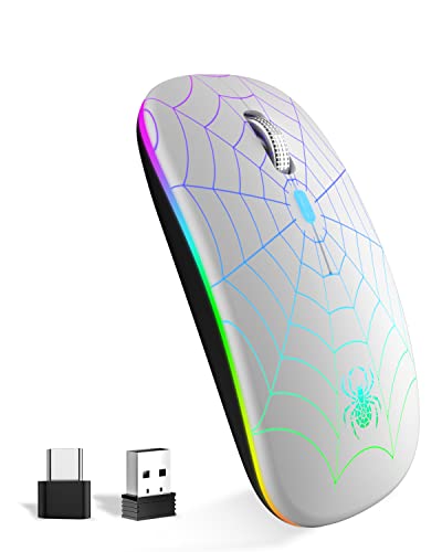 SZO Funkmaus Wiederaufladbare Maus Ergonomische 7-Farben RGB Mit USB Und Typ-C KonverterEinstellbare Genauigkeit (800/1200/1800) von SZO