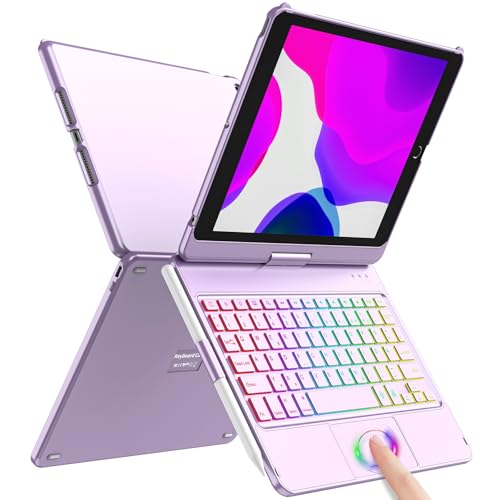 Tastatur Hülle für iPad 10.2 Zoll,für iPad 9/8/7 Generation Hülle,360° Touchpad Flip Hartschale Slim Cover,Kabellose Bluetooth Tastaturhülle,7 Hintergrundbeleuchtungen, Auto Sleep/Wake,QWERTZ Layout von SZO