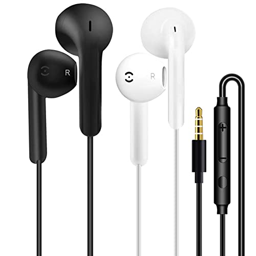 2 Pack kopfhörer In Ear Kopfhörer mit Kabel Ohrhörer mit Mikrofon und Lautstärkeregler Headset mit 3.5mm Klinkenstecker Kopfhörern für iPhone Samsung Huawei Android Smartphone Laptop MP3 Players von SZOKLKJ