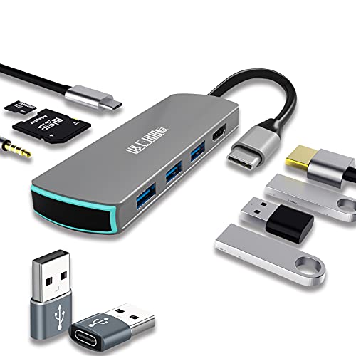 USB C Hub-Dongle, 8 in 1 USB C auf HDMI Multiport Adapter Kompatibel für MacBook Pro & Air Zubehör USB C Laptops Nintendo und andere Typ C Geräte (TF/SD Kartenleser 100W PD/4K HDMI USB3.0) von SZPACMATE