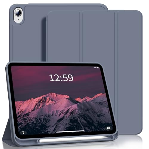 SZPSGC Hülle für iPad (A16) 11./10. Generation 11/10,9 Zoll 2025/2022 mit Stifthalter, Auto Schlaf/Wake, Smart Stand mit weicher TPU-Rückabdeckung, Lila Grau von SZPSGC