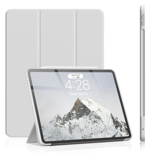 SZPSGC Hülle für iPad Pro 11 5. Generation 2024 M4, Flexible TPU Rückseite Schutzhülle Case Unterstützt Apple Pencil Pro & Pencil USB-C, Auto Schlafen/Wachen, Grau von SZPSGC
