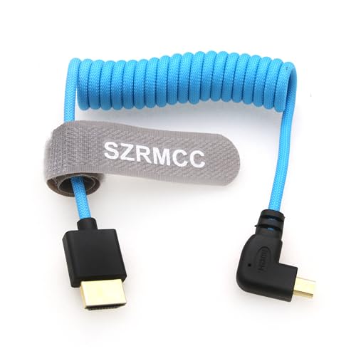SZRMCC 8K 2.1 Micro HDMI Rechtwinklig auf HDMI High Speed Spiralkabel Geflochtenes Kabel für Go-Pro Hero 3/4 Canon EOS M5 Sony A6000 A7III RX10 Nikon B500 Z6 Raspberry Pi 4 Atomos Ninja 2 Monitor SZRMCC 8K 2.1 Micro HDMI Rechtwinklig auf HDMI High Speed Spiralkabel Geflochtenes Kabel für Go-Pro Hero 3/4 Canon EOS M5 Sony A6000 A7III RX10 Nikon B500 Z6 Raspberry Pi 4 Atomos Ninja 2 Monitor von SZRMCC