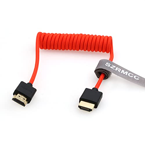 SZRMCC 8K 2.1HDMI Kabel HDMI auf HDMI Spiralkabel Ultra High Speed Soft HDMI Kabel für Z Cam E2 Portkeys BM5 Atomos Shinobi Ninjav V Monitor Sony Canon Kamera von SZRMCC