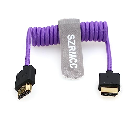 SZRMCC 8K HDMI Kabel HDMI Stecker auf HDMI Stecker 2.1 High Speed Geflochtenes Spiralkabel für Z Cam E2 Portkeys BM5 Ninjav V Monitor So-ny Canon Kamera von SZRMCC