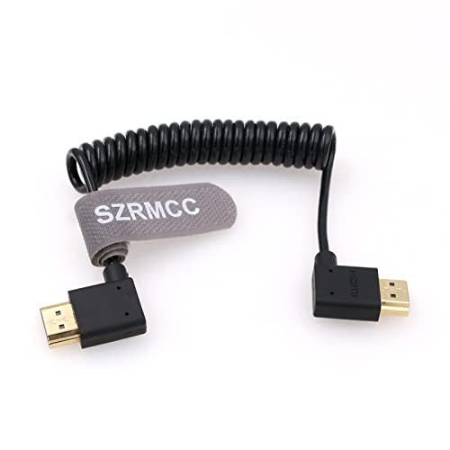 SZRMCC 8K HDMI 2.1 Kabel HDMI Linker Winkel Stecker auf HDMI Rechtwinkliger Spiralkabel High Speed Soft Kabel für Sony-Canon DSLR Kamera ATOMOS Portkeys von SZRMCC