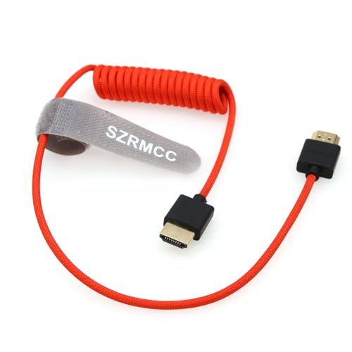 SZRMCC 8K HDMI Kabel HDMI Stecker auf HDMI Stecker 2.1 High Speed Geflochtenes Spiralkabel für Z Cam E2 Portkeys BM5 Ninjav V Monitor So-ny Canon Kamera 50cm von SZRMCC
