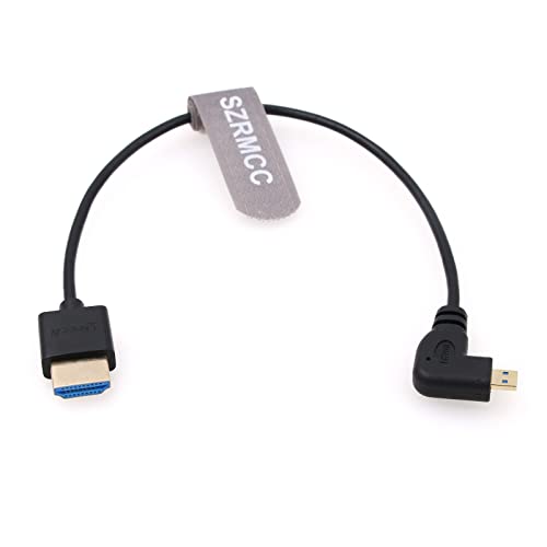 SZRMCC 8K 2.1 Micro HDMI Links Winkel auf HDMI High Speed Spiralkabel Geflochtenes Kabel für Go-Pro Hero 3/4 Canon EOS M5 Sony A6000 A7III RX10 Nikon B500 Z6 Raspberry Pi 4 Atomos Ninja 2 Monitor von SZRMCC