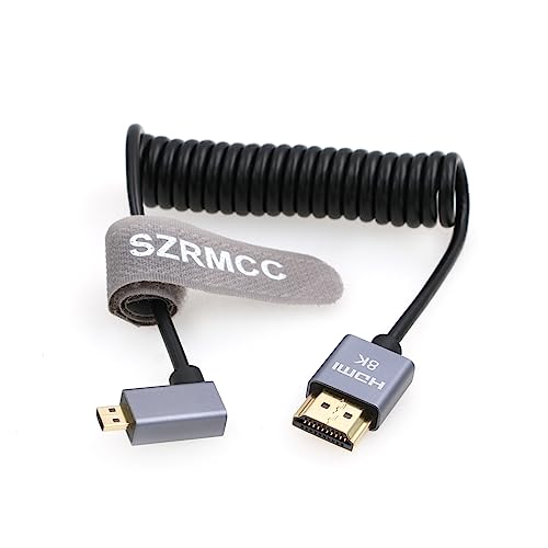 SZRMCC 8K Micro HDMI auf HDMI Kabel 90 Grad Rechts rechtwinklig High Speed Micro HDMI Stecker Extender Kurzes Kabel für Canon EOS M5 Sony A7III Panasonic Lumix Kamera ATOMOS Monitor von SZRMCC