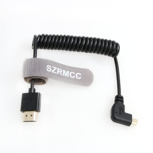 SZRMCC 8K Micro HDMI auf HDMI Kabel 90 Grad rechtwinklig High Speed Micro HDMI Stecker Extender Kurzes Kabel für Canon EOS M5 Sony A7III Panasonic Lumix Kamera ATOMOS Monitor von SZRMCC