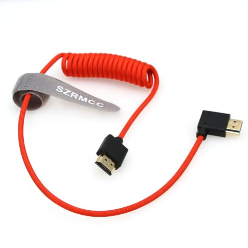 SZRMCC 8k 2.1HDMI Kabel Links Winkel HDMI Geflochtenes Spiralkabel High Speed HDMI Kabel für Z Cam E2 Portkeys BM5 Atomos Shinobi Ninjav V Monitor So-ny Canon Kamera 50cm von SZRMCC