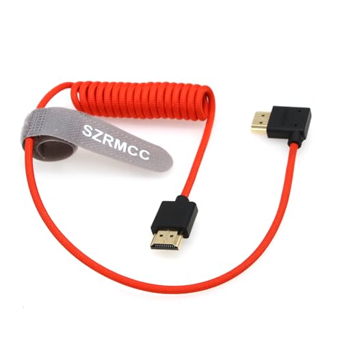 SZRMCC 8k 2.1HDMI Kabel Rechts Winkel HDMI Geflochtenes Spiralkabel High Speed HDMI Kabel für Z Cam E2 Portkeys BM5 Atomos Shinobi Ninjav V Monitor So-ny Canon Kamera 50cm von SZRMCC