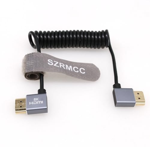 SZRMCC 8k 2.1HDMI Kabel Links auf Rechts Winkel Geflochtenes Spiralkabel High Speed HDMI Kabel für Z Cam E2 Portkeys BM5 Atomos Shinobi Ninjav V Monitor So-ny Canon Kamera von SZRMCC