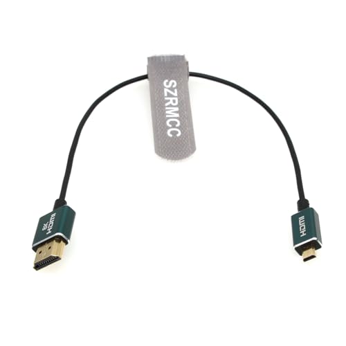 SZRMCC 8k Ultradünnes 2,5 mm Micro-HDMI auf HDMI-Kabel, Flex High Speed 4K @ 60Hz 2.1 HDMI-Kabel für Hero 7, Raspberry Pi4, Sony A6400, A6000, A7III, Nikon B500, Yoga 3, Grün, 30 cm von SZRMCC