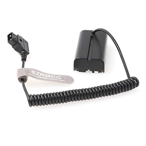 SZRMCC D-Tap 2-poliger Stecker auf NP-F970 F550 Dummy-Batterie-Spiralkabel für Atomos Shogun Ninja Inferno SmallHD-Monitor (Spiral Kabel) von SZRMCC