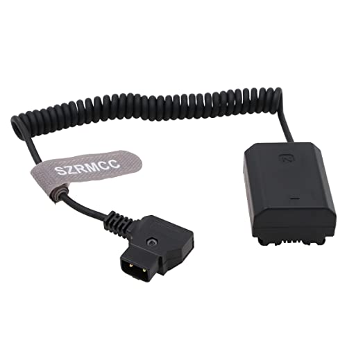 SZRMCC D-tap 2-poliger Stecker auf NP FZ100 DC-Koppler, Dummy-Akku-Spiralkabel für Sony A9 A7III A7RIII A7RIV A7SIII Kamera (Spiralkabel) von SZRMCC