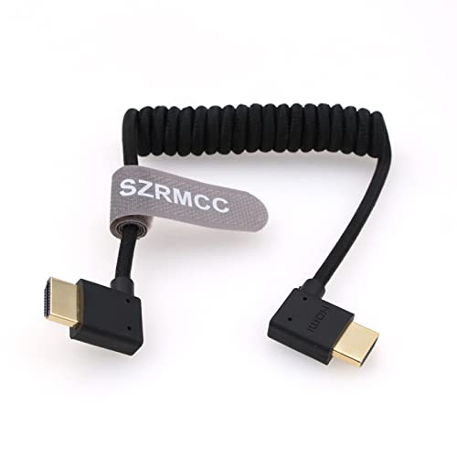SZRMCC HDMI Kabel 8K 2.1 High Speed HDMI Linker Winkel Stecker auf HDMI Rechtwinkel Stecker Coiled Geflochtenes Ethernet Kabel für Z Cam E2 Portkeys BM5 Ninjav V Monitor von SZRMCC