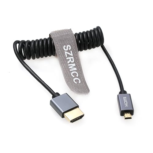 SZRMCC HDMI Kabel 8K 2.1 Micro HDMI auf HDMI Spiralkabel High Speed Micro HDMI Male Extender Kabel für GoPro Hero 7 Sony A6000 A7III Nikon B500 Yoga 3 von SZRMCC