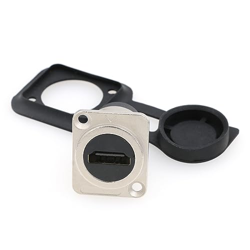 SZRMCC HDMI-Koppler, HDMI D-Typ, Durchgang, Panel-Mount-Stecker, Buchse auf Buchse, wetterfest, Staubkappe, Verlängerungsadapter für Wandsteckdose, Signalempfänger (quadratisch, 1 Stück, Gold) von SZRMCC