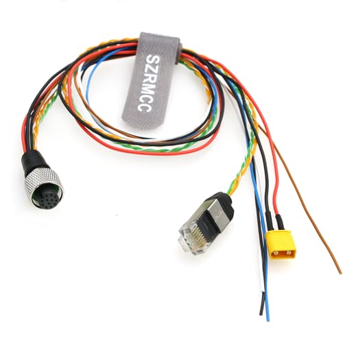 SZRMCC Livox Mid-360 Kabel, M12 Luftfahrt, 12-polige Buchse, 3-in-1-Splitter, RJ45, XT30, fliegendes Kabel, Datensensor-Kabel für DJI Livox Mid-360 Avia Lidar (15 cm) von SZRMCC