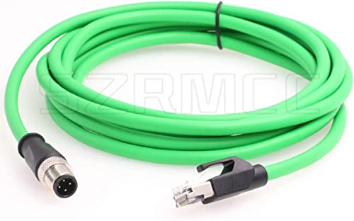 SZRMCC M12 4 Pin D-Code auf RJ45 Stecker Ethernet Kabel Cat5e Hochflexibles Wasserdicht Geschirmtes NetzwerkKabel für Cognex Industriekamera (2m/6.5ft) von SZRMCC