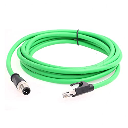 SZRMCC M12 4 Pin D-Code auf RJ45 Stecker Ethernet Kabel Cat5e Hochflexibles Wasserdicht Geschirmtes NetzwerkKabel für Cognex Industriekamera (8m/26.2ft) von SZRMCC