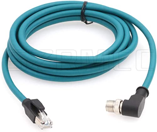 SZRMCC M12 8 Pin X-Coded Rechtwinklig Stecker auf RJ45 Ethernet Kabel Cat7e Gigabit Geschirmtes Wasserdicht Kabel für Basler GigE Cognex In-Sight Vision Industrial Kamera Sensors (Blau,10m) von SZRMCC