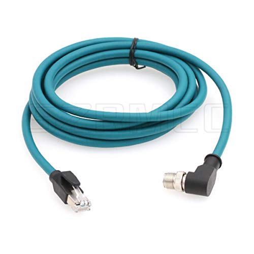 SZRMCC M12 8 Pin X-Coded Rechtwinklig Stecker auf RJ45 Ethernet Kabel Cat7e Gigabit Geschirmtes Wasserdicht Kabel für Basler GigE Cognex In-Sight Vision Industrial Kamera Sensors (Blau,1m) von SZRMCC