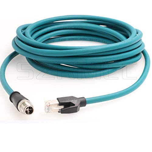 SZRMCC M12 8 Pin X-Coded Stecker auf RJ45 Ethernet Kabel Cat7e Gigabit Geschirmtes Wasserdicht Kabel für Basler GigE Cognex In-Sight Vision Industrial Kamera Sensors (Blau,10m) von SZRMCC