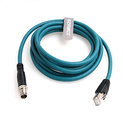 SZRMCC M12 8 Pin X-Coded Stecker auf RJ45 Ethernet Kabel Cat7e Gigabit Geschirmtes Wasserdicht Kabel für Basler GigE Cognex In-Sight Vision Industrial Kamera Sensors (Blau,15m) von SZRMCC