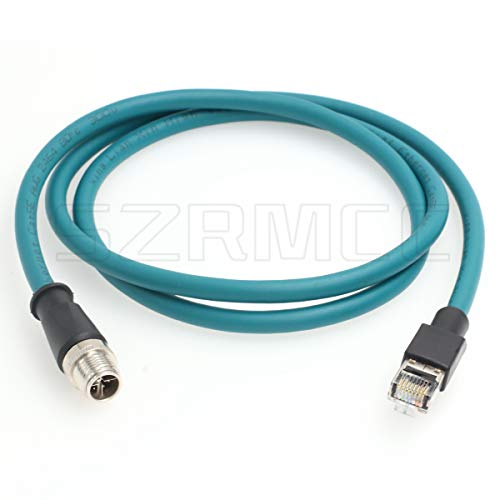 SZRMCC M12 8 Pin X-Coded Stecker auf RJ45 Ethernet Kabel Cat7e Gigabit Geschirmtes Wasserdicht Kabel für Basler GigE Cognex In-Sight Vision Industrial Kamera Sensors (Blau,2m) von SZRMCC