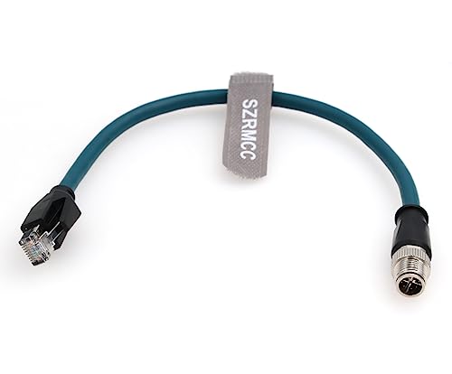 SZRMCC M12 8 Pin X-Coded Stecker auf RJ45 Ethernet Kabel Cat7e Gigabit Geschirmtes Wasserdicht Kabel für Basler GigE Cognex In-Sight Vision Industrial Kamera Sensors (Blau,30cm) von SZRMCC