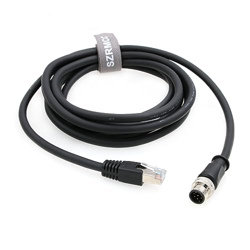 SZRMCC M12 A Code 8 Pin Stecker auf RJ45 Ethernet Kabel Cat6 Gigabit Geschirmtes Wasserdichtes Sensor Aktor Kabel für Cognex in-Sight 7000 DMR-300 Industriekamera Vision Sensoren (Schwarz 1m) von SZRMCC