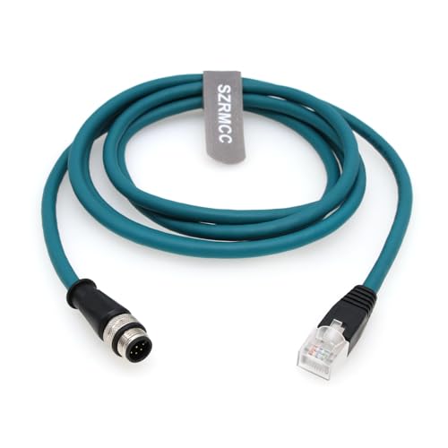 SZRMCC M12 A Code 8 Pin Stecker auf RJ45 Ethernet Kabel Cat7e Gigabit Geschirmtes Wasserdichtes Sensor Aktor Kabel für Cognex in-Sight 7000 DMR-300 Industriekamera Vision Sensoren (Blau 1m) von SZRMCC