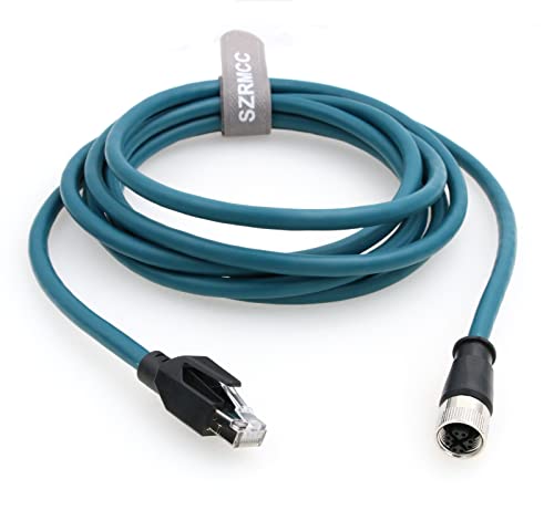 SZRMCC M12 X-Code 8Pin Buchse auf RJ45 Ethernet Kabel Cat6A Hochflexibel Wasserdichtes Netzwerkkabel für Industriekamera Automatisierungssensor (1m) von SZRMCC