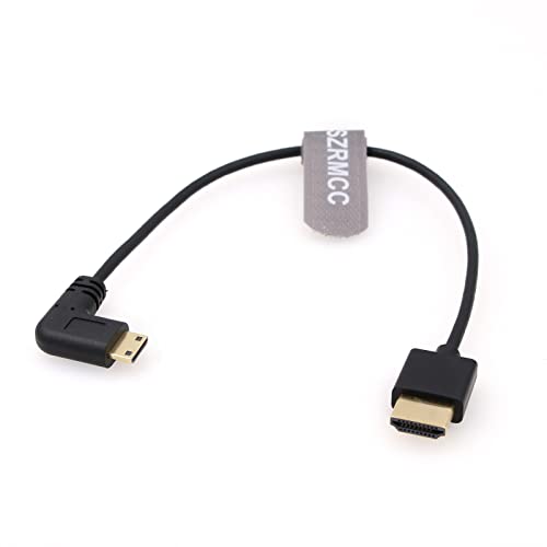 SZRMCC Mini HDMI Kabel Links Gewinkelt Mini HDMI auf HDMI 8K 2.1 High Speed Ultra HD Thin Male HDTV Kabel für Nikon D500 Sony CX7 SR7E Canon EOS 90D von SZRMCC
