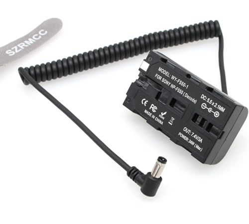 SZRMCC NP F970 F550 Dummy Akku mit Eingang und Ausgang 7,4 V 3 A bis 5,5 x 2,1 mm DC Barrel Spiralkabel für Atomos Shogun Ninja Inferno SmallHD Monitor SZRMCC NP F970 F550 Dummy Akku mit Eingang und Ausgang 7,4 V 3 A bis 5,5 x 2,1 mm DC Barrel Spiralkabel für Atomos Shogun Ninja Inferno SmallHD Monitor von SZRMCC