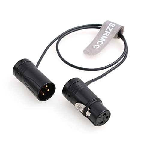 SZRMCC XLR Kabel XLR 3 Pin Stecker auf 3 Pin XLR Buchse Low-Profile Audiokabel für Soundgeräte 633 688 788T 302 552 Zaxcom Recorder Device Zoom F8 (Schwarze Kappe) von SZRMCC