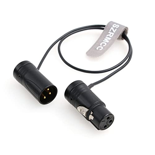 SZRMCC XLR Kabel XLR 3 Pin Stecker auf 3 Pin XLR Buchse Low-Profile Audiokabel für Soundgeräte 633 688 788T 302 552 Zaxcom Recorder Device Zoom F8 (schwarze Kappe) von SZRMCC