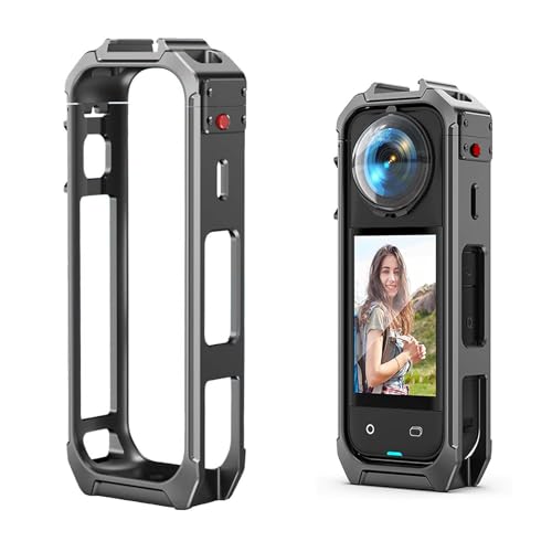 SZZCNOX All-Inclusive-Kameraschutzrahmen, magnetischer Schnellspanner, Kaninchenkäfig für INSTA360 X5 Action-Kamera, Aluminium-Schutzhülle mit doppeltem Kaltschuh und 6,35 mm Gewindeloch-Schnittstelle von SZZCNOX