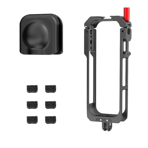SZZCNOX Metall Kaninchenkäfig Schutzrahmen für Insta360 X5, Cold Shoe Expansion Case Protective Bezel with Silicone Lens Cover Protector Accessories for Insta360 X5 Panorama Action Camera von SZZCNOX