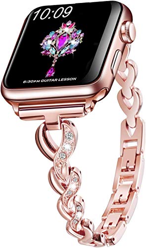 Sangaimei Compatible Bling Band for Apple Watch 38mm 40mm Band Women Rhinestone Stainless Steel Link Band Iwatch Series 6/5/4/3/2/1 Bracelet Metal Strap Gold Mother's Day (color 7) von SaNgaiMEi